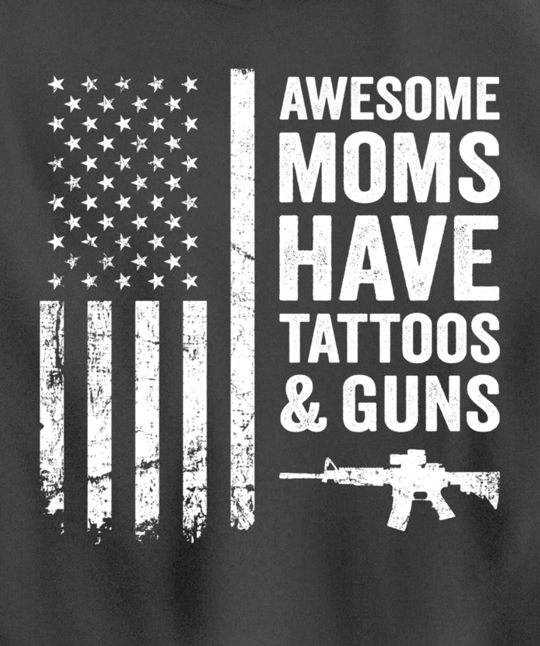 Awesome Moms Have Tattoos & Guns - Womens Tattoo USA Flag Pullover Hoodie