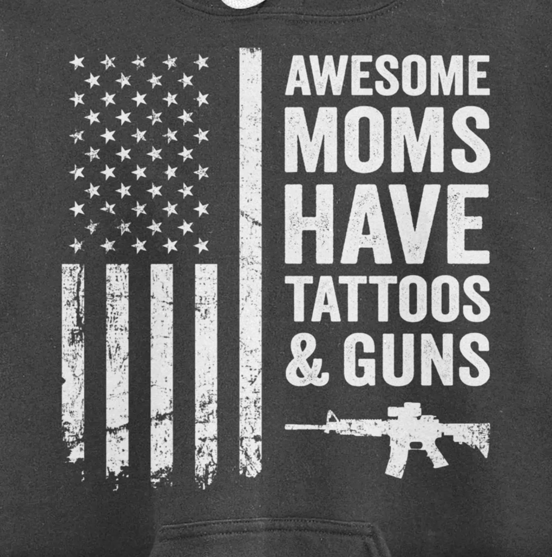 Awesome Moms Have Tattoos & Guns - Womens Tattoo USA Flag Pullover Hoodie