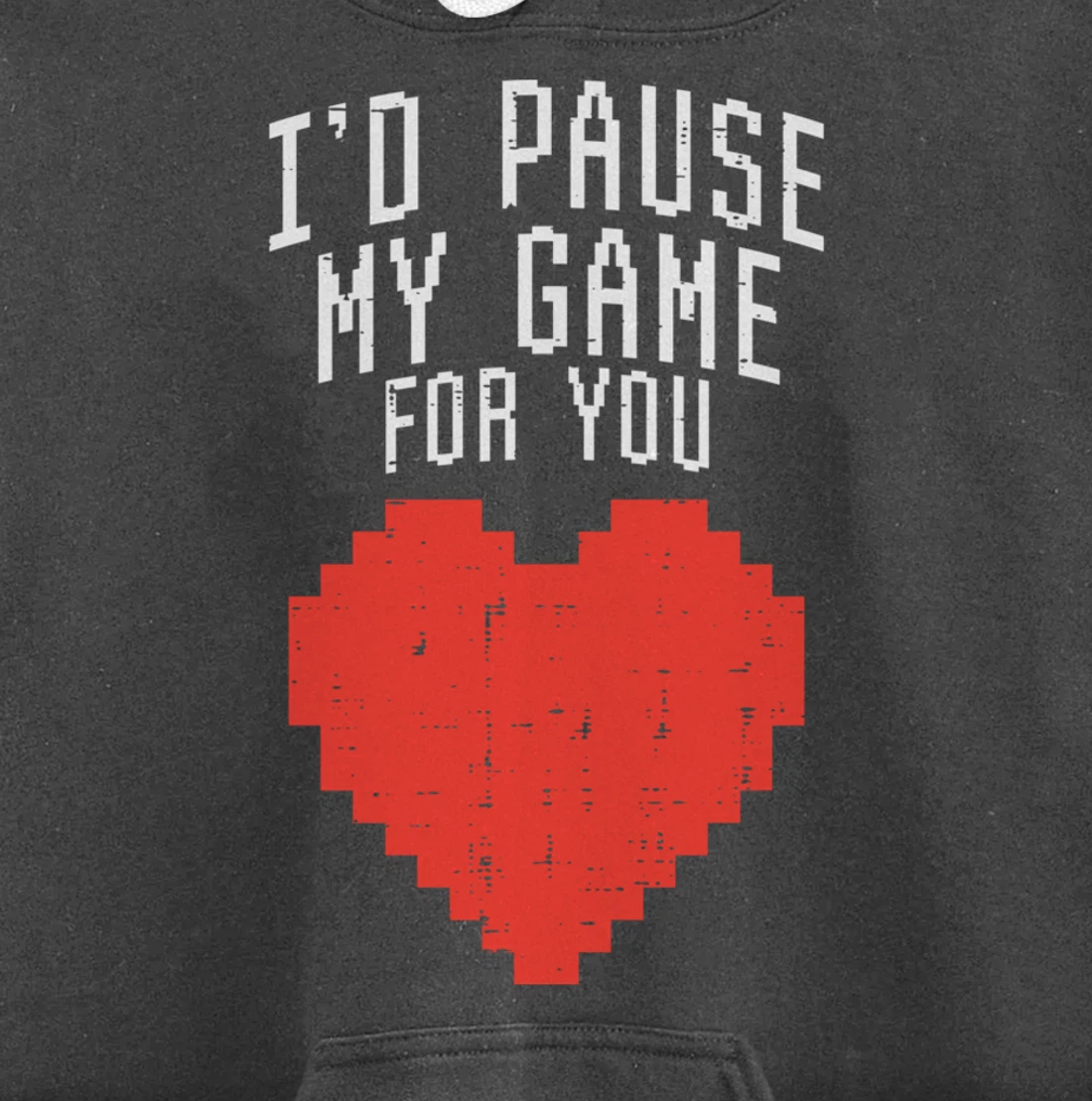 Id Pause My Game For You Pixel Heart Mens Valentines Day Boy Pullover Hoodie
