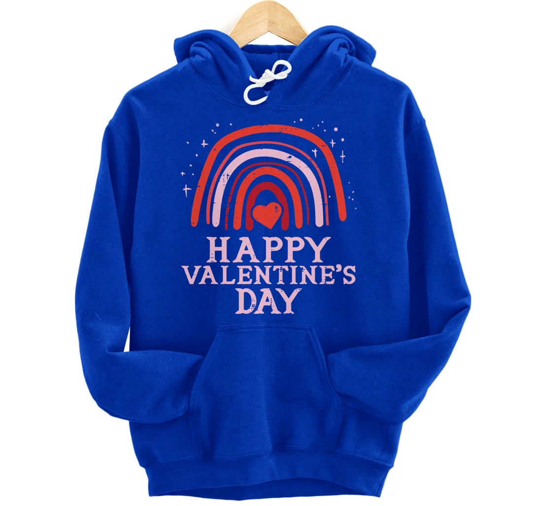Happy Valentines Day Rainbow Cute Women Valentine Pullover Hoodie