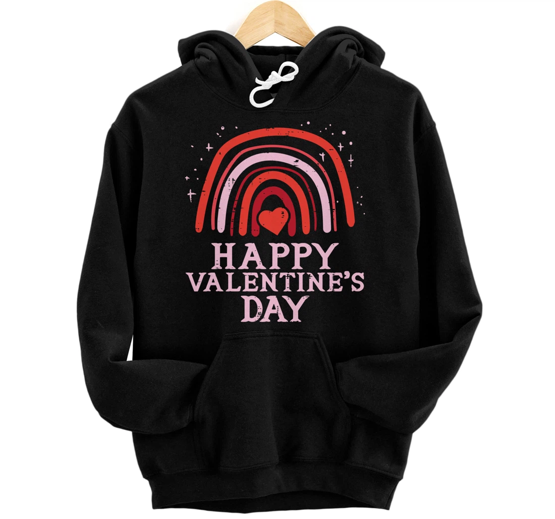 Happy Valentines Day Rainbow Cute Women Valentine Pullover Hoodie