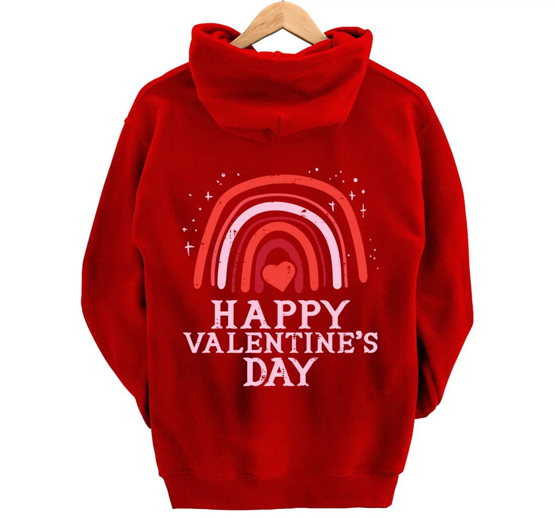 Happy Valentines Day Rainbow Cute Women Valentine Pullover Hoodie