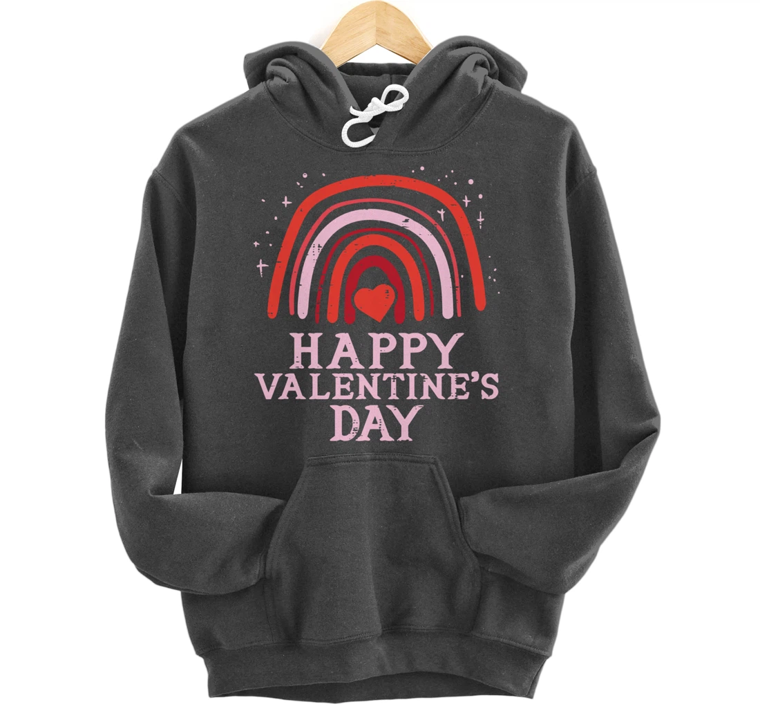 Happy Valentines Day Rainbow Cute Women Valentine Pullover Hoodie