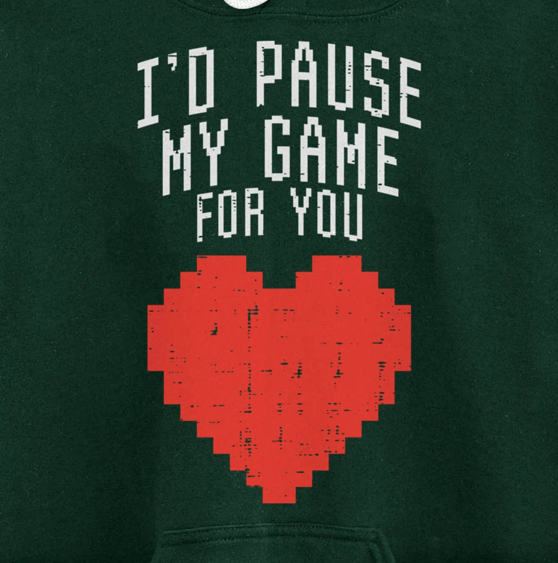 Id Pause My Game For You Pixel Heart Mens Valentines Day Boy Pullover Hoodie