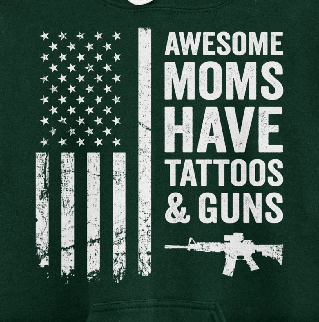 Awesome Moms Have Tattoos & Guns - Womens Tattoo USA Flag Pullover Hoodie