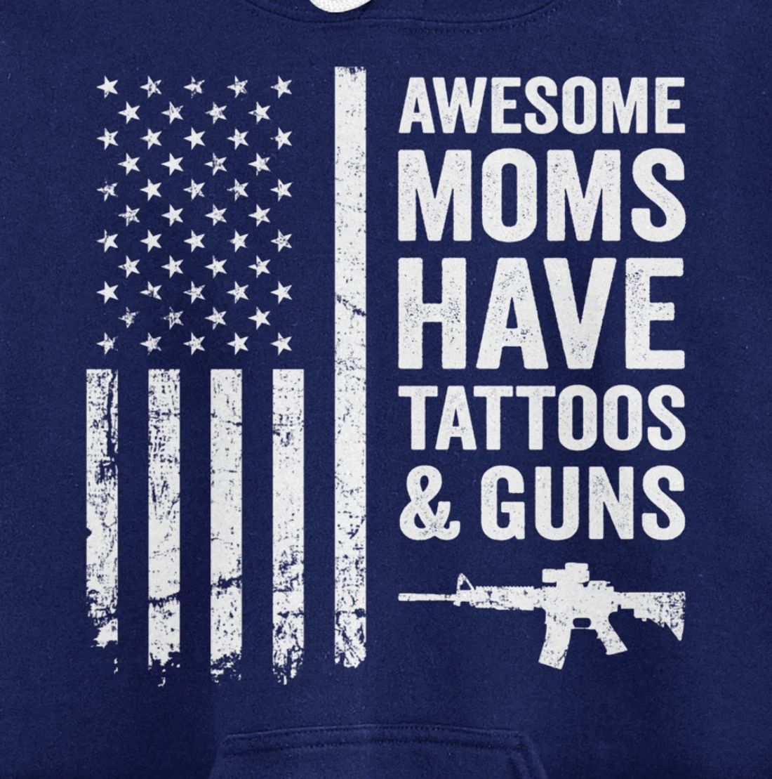 Awesome Moms Have Tattoos & Guns - Womens Tattoo USA Flag Pullover Hoodie