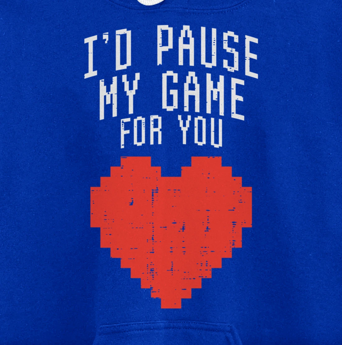 Id Pause My Game For You Pixel Heart Mens Valentines Day Boy Pullover Hoodie