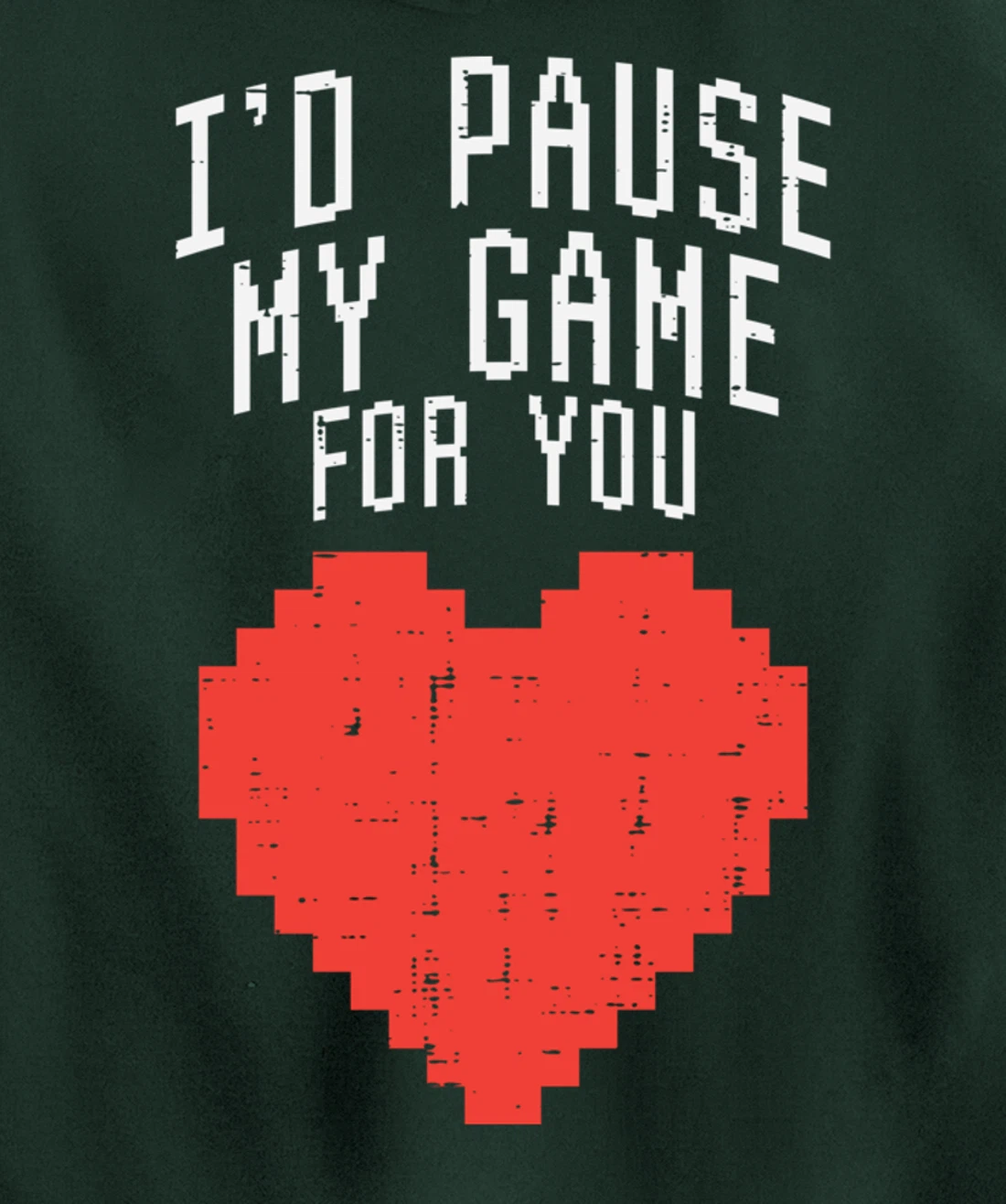 Id Pause My Game For You Pixel Heart Mens Valentines Day Boy Pullover Hoodie