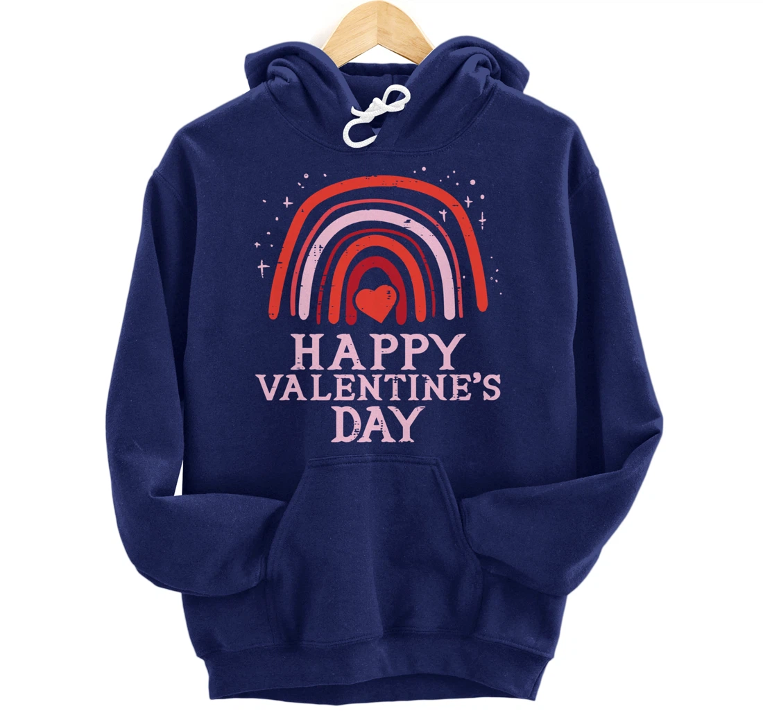 Happy Valentines Day Rainbow Cute Women Valentine Pullover Hoodie