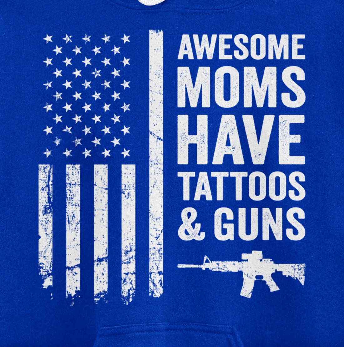 Awesome Moms Have Tattoos & Guns - Womens Tattoo USA Flag Pullover Hoodie