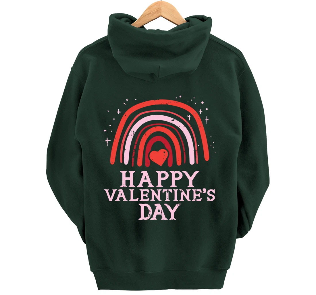 Happy Valentines Day Rainbow Cute Women Valentine Pullover Hoodie