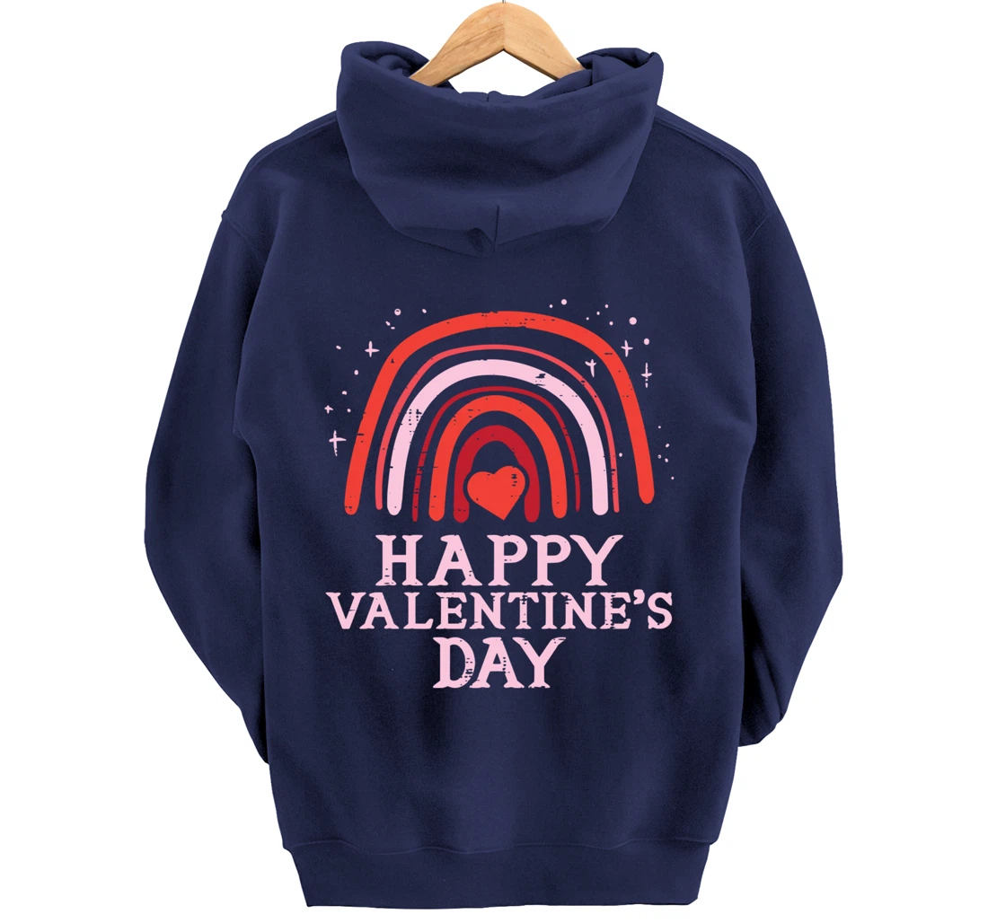 Happy Valentines Day Rainbow Cute Women Valentine Pullover Hoodie