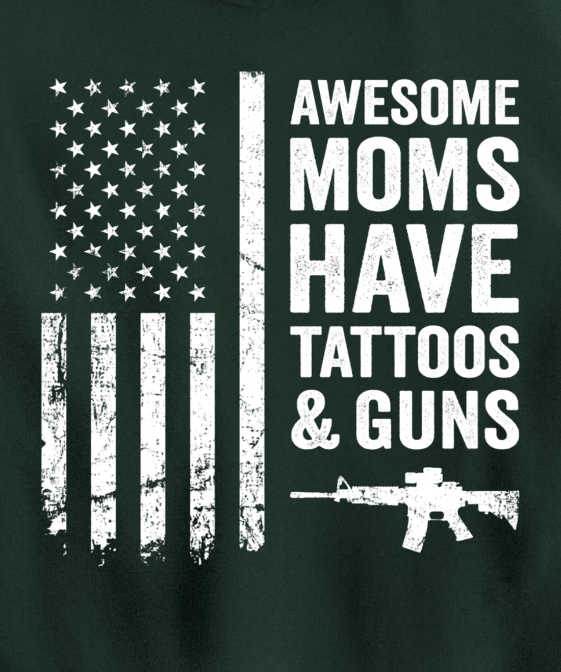 Awesome Moms Have Tattoos & Guns - Womens Tattoo USA Flag Pullover Hoodie