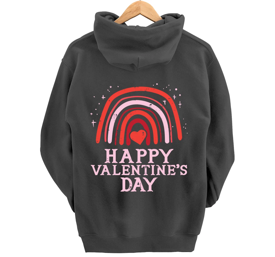 Happy Valentines Day Rainbow Cute Women Valentine Pullover Hoodie
