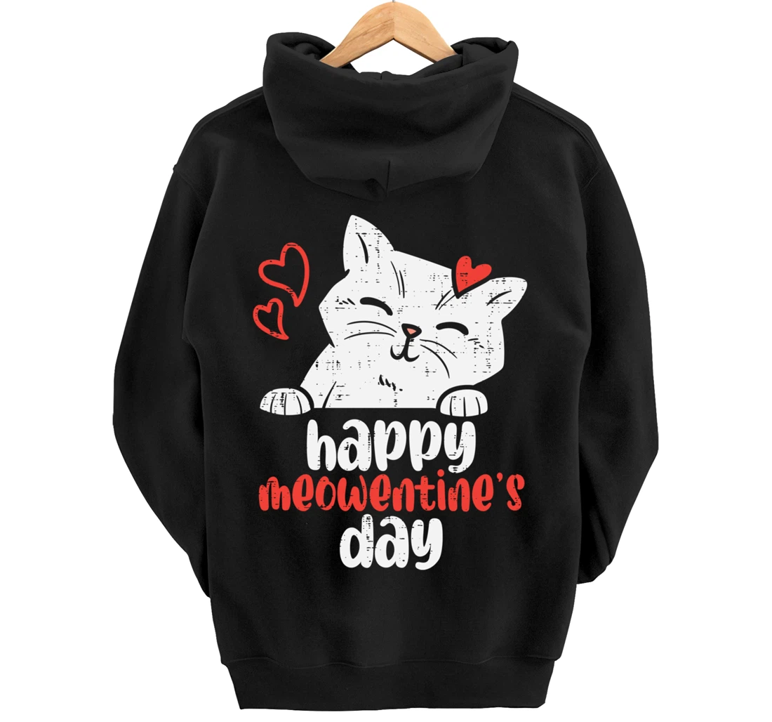 Happy Meowentines Day Cute Valentines Day Cat Lover Women Pullover Hoodie