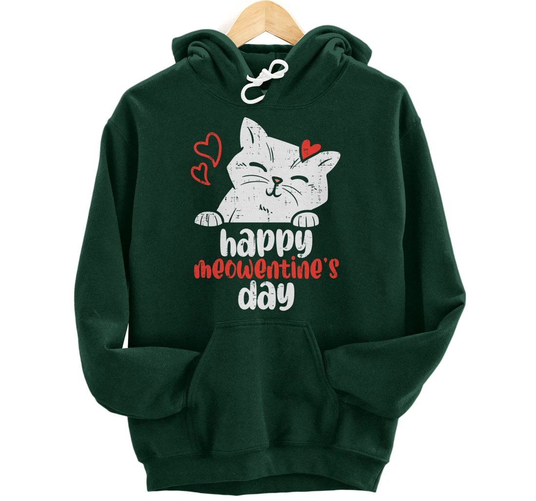 Happy Meowentines Day Cute Valentines Day Cat Lover Women Pullover Hoodie