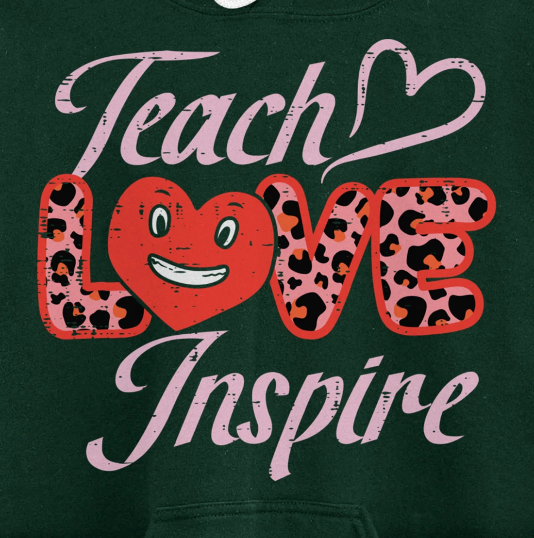 Teach Love Inspire Leopard Teacher Valentines Day Women Pullover Hoodie
