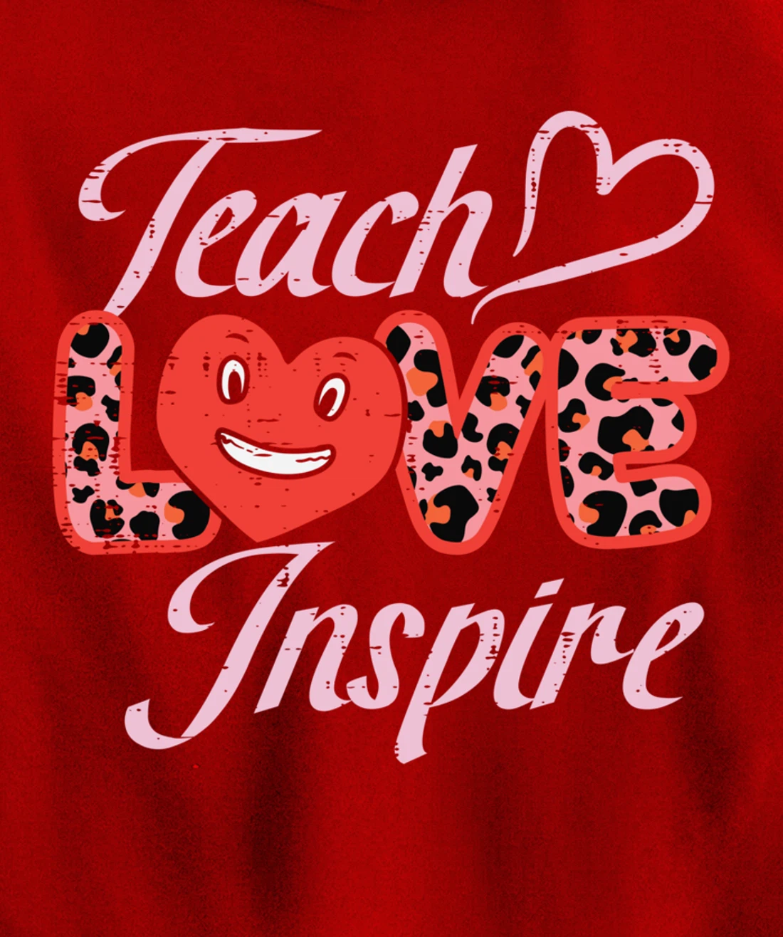 Teach Love Inspire Leopard Teacher Valentines Day Women Pullover Hoodie