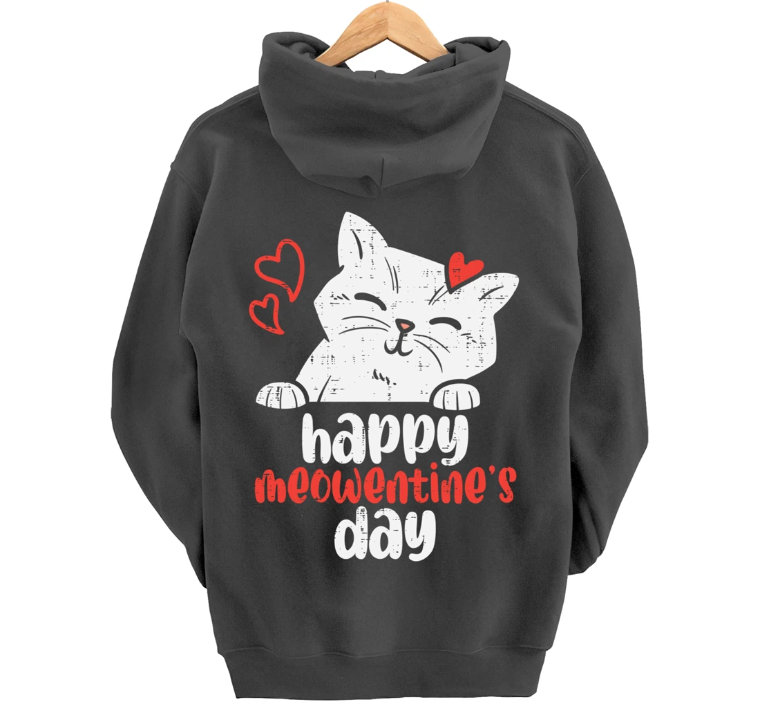 Happy Meowentines Day Cute Valentines Day Cat Lover Women Pullover Hoodie