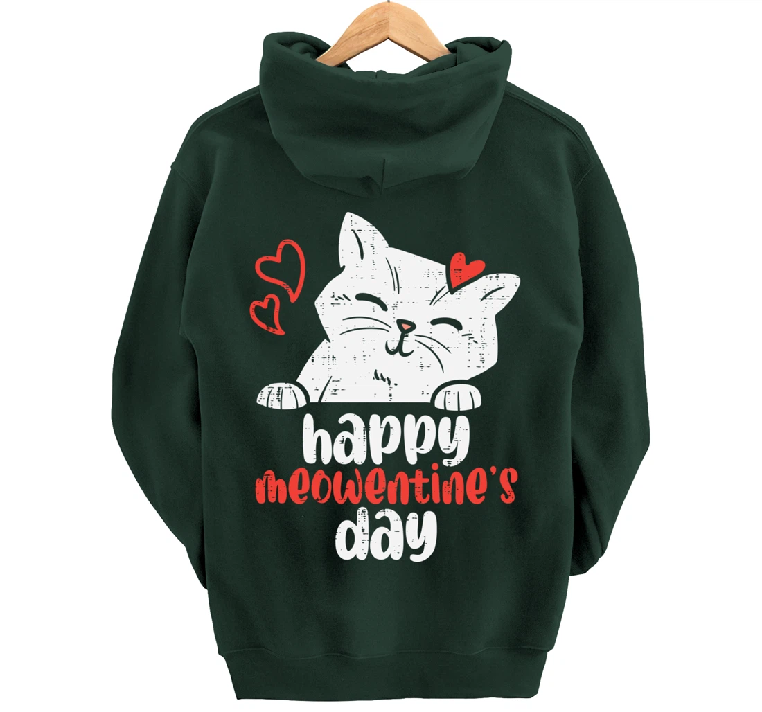 Happy Meowentines Day Cute Valentines Day Cat Lover Women Pullover Hoodie