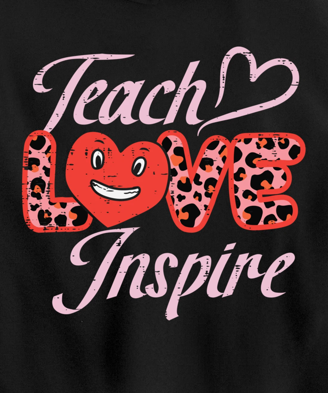 Teach Love Inspire Leopard Teacher Valentines Day Women Pullover Hoodie