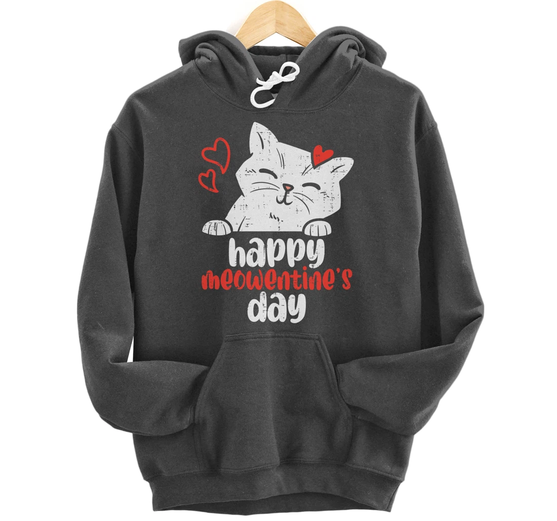 Happy Meowentines Day Cute Valentines Day Cat Lover Women Pullover Hoodie