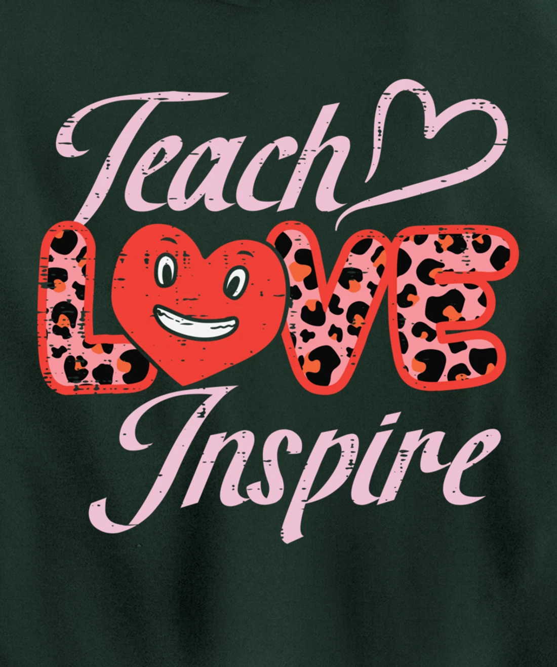 Teach Love Inspire Leopard Teacher Valentines Day Women Pullover Hoodie