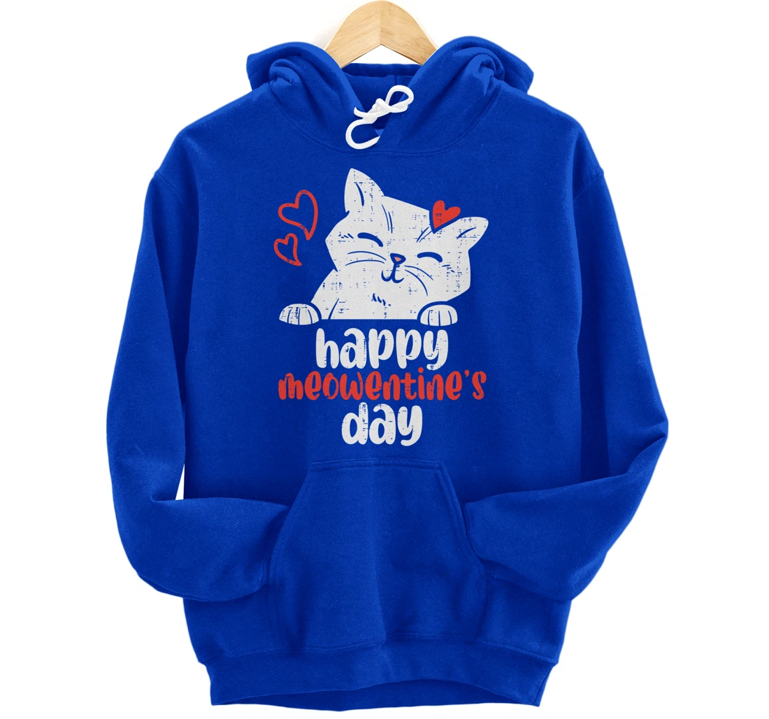 Happy Meowentines Day Cute Valentines Day Cat Lover Women Pullover Hoodie