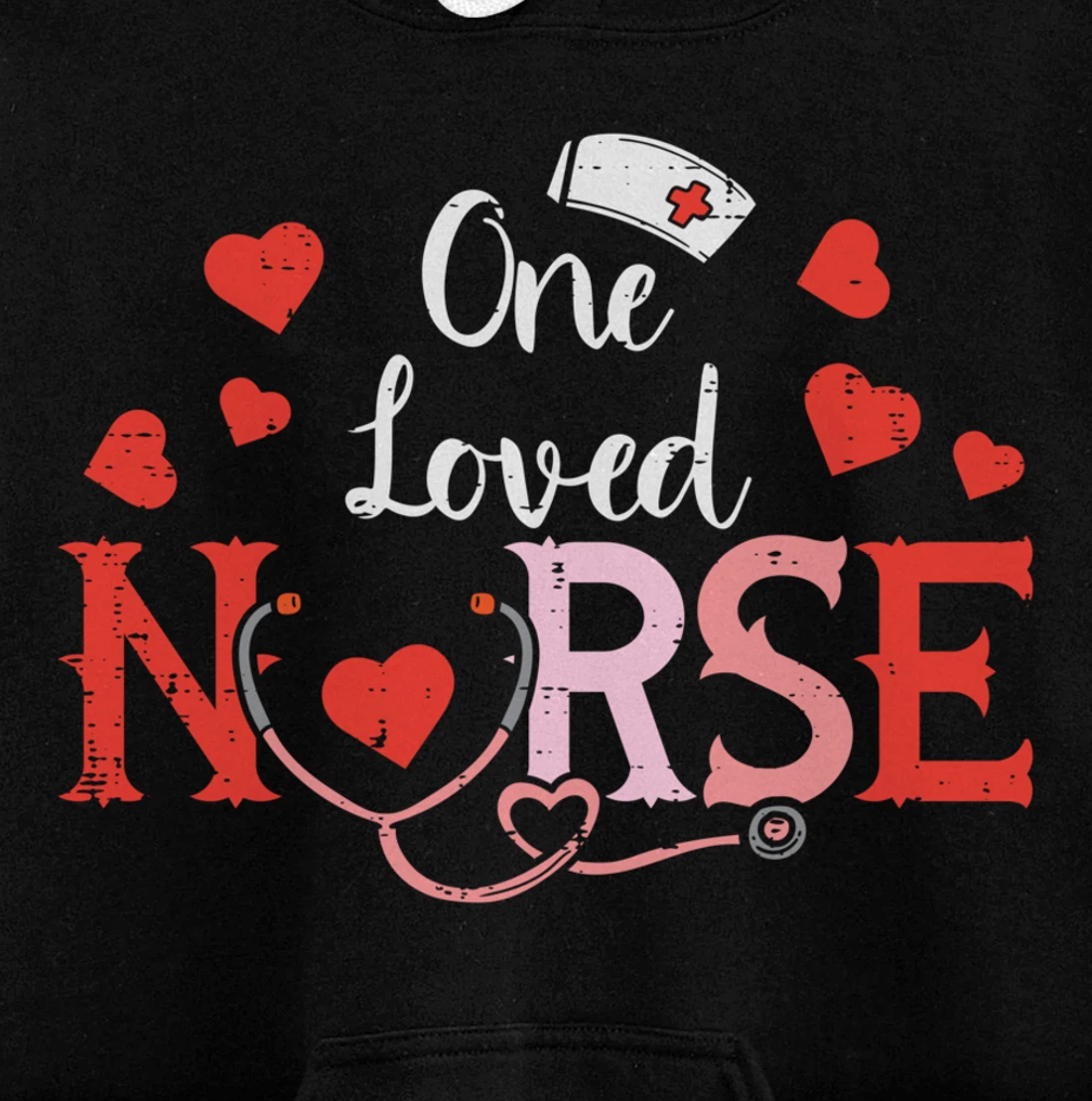 One Loveed Nurse Valentines Day Valentine ER ICU RN Women Pullover Hoodie