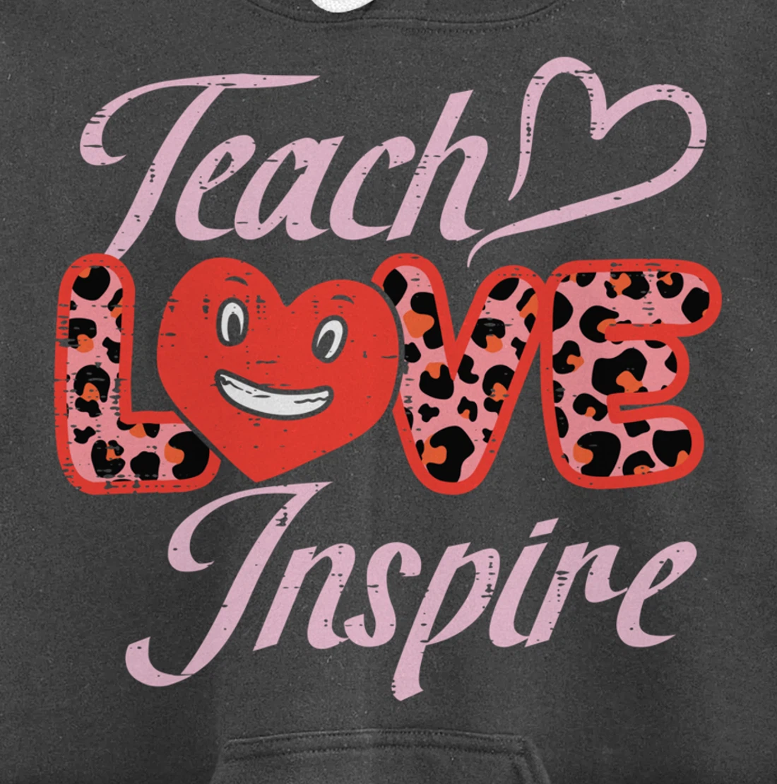 Teach Love Inspire Leopard Teacher Valentines Day Women Pullover Hoodie