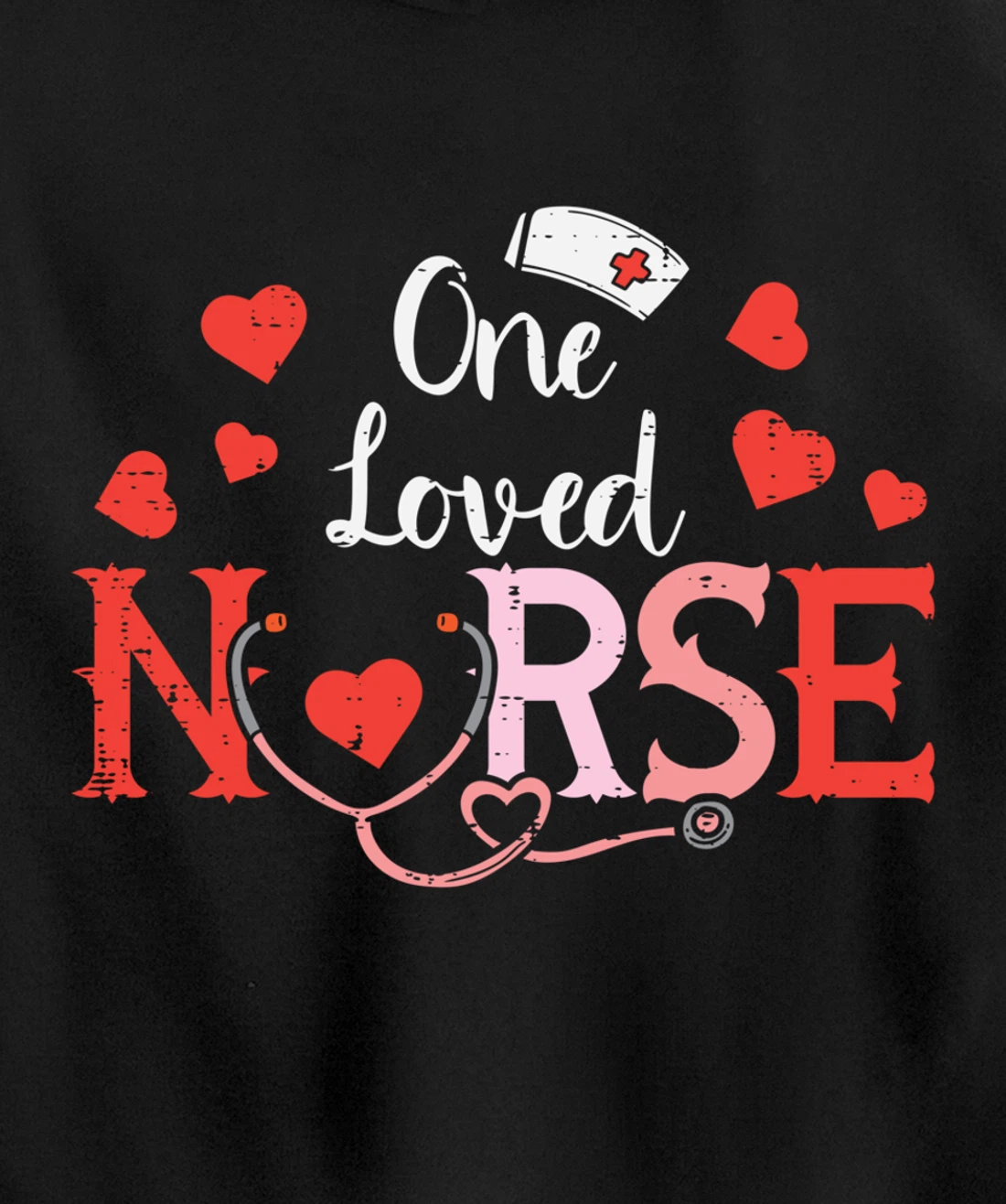 One Loveed Nurse Valentines Day Valentine ER ICU RN Women Pullover Hoodie