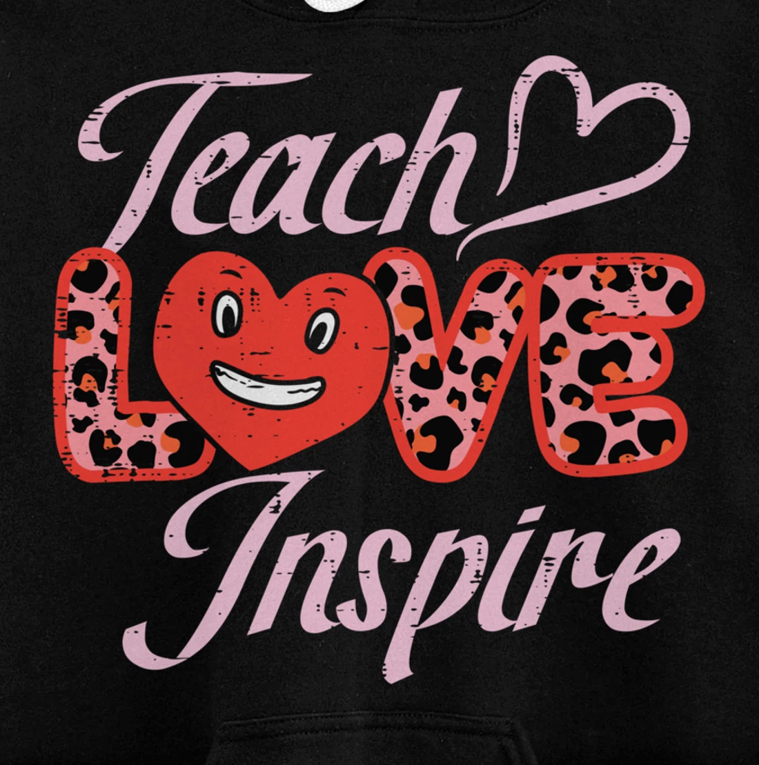 Teach Love Inspire Leopard Teacher Valentines Day Women Pullover Hoodie