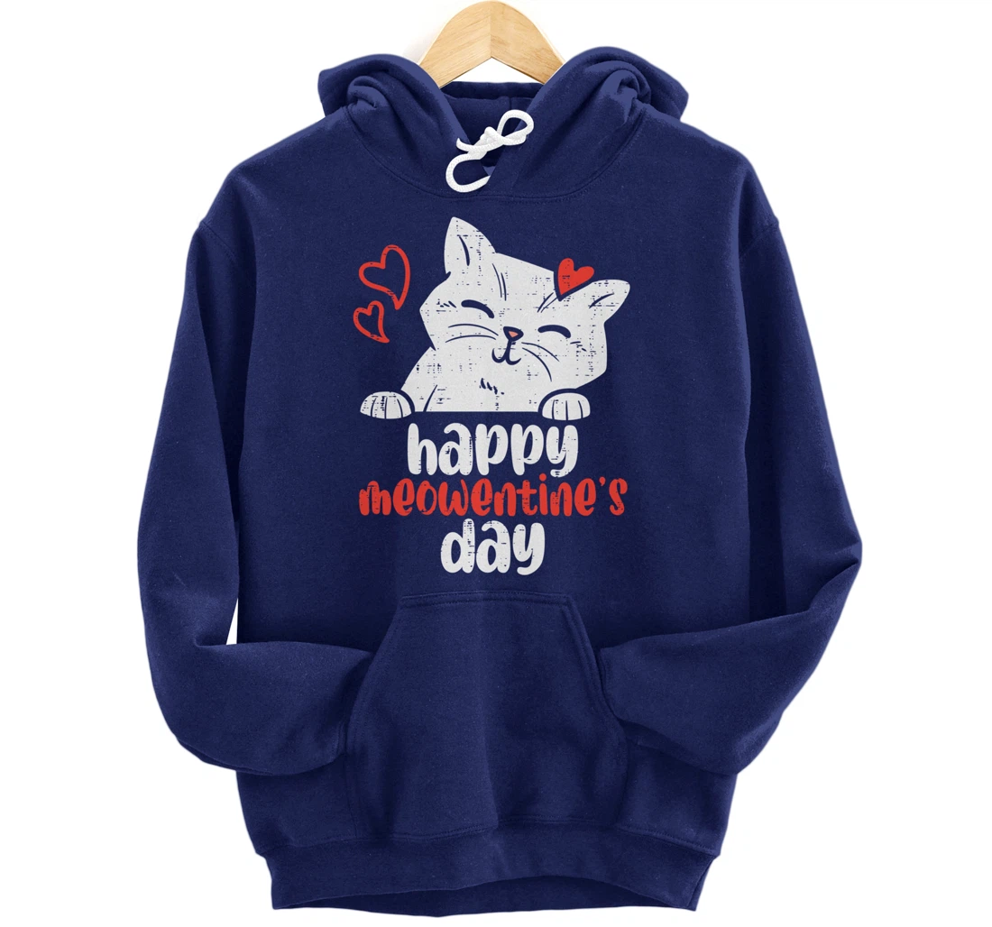 Happy Meowentines Day Cute Valentines Day Cat Lover Women Pullover Hoodie