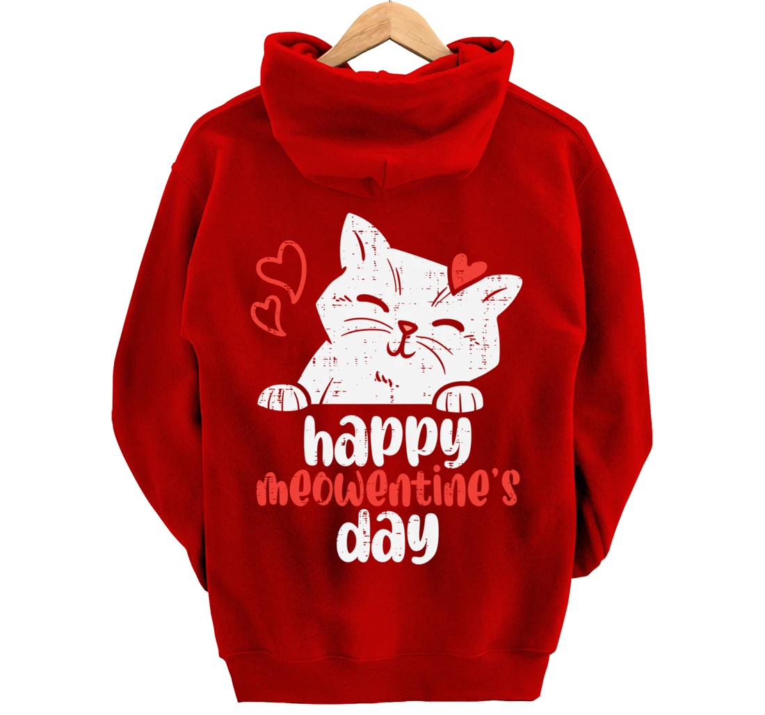 Happy Meowentines Day Cute Valentines Day Cat Lover Women Pullover Hoodie