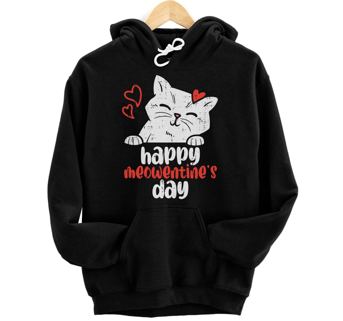 Happy Meowentines Day Cute Valentines Day Cat Lover Women Pullover Hoodie