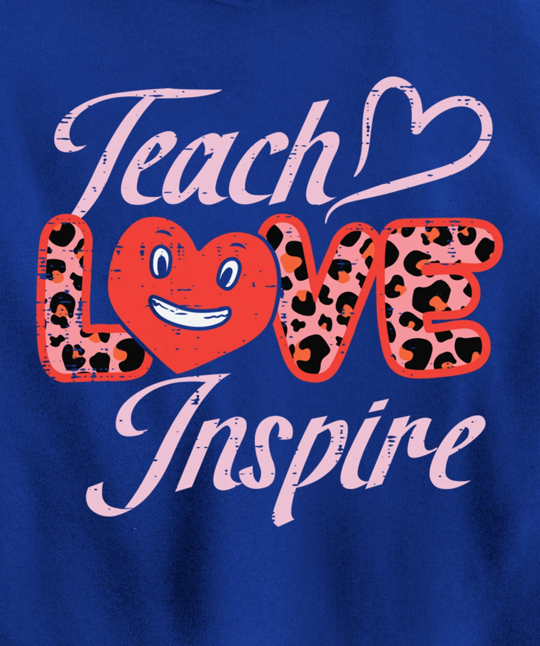 Teach Love Inspire Leopard Teacher Valentines Day Women Pullover Hoodie