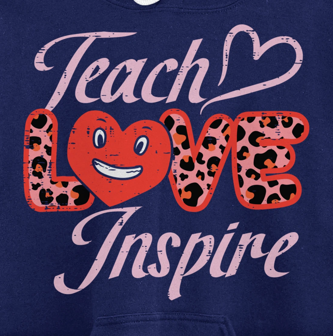 Teach Love Inspire Leopard Teacher Valentines Day Women Pullover Hoodie