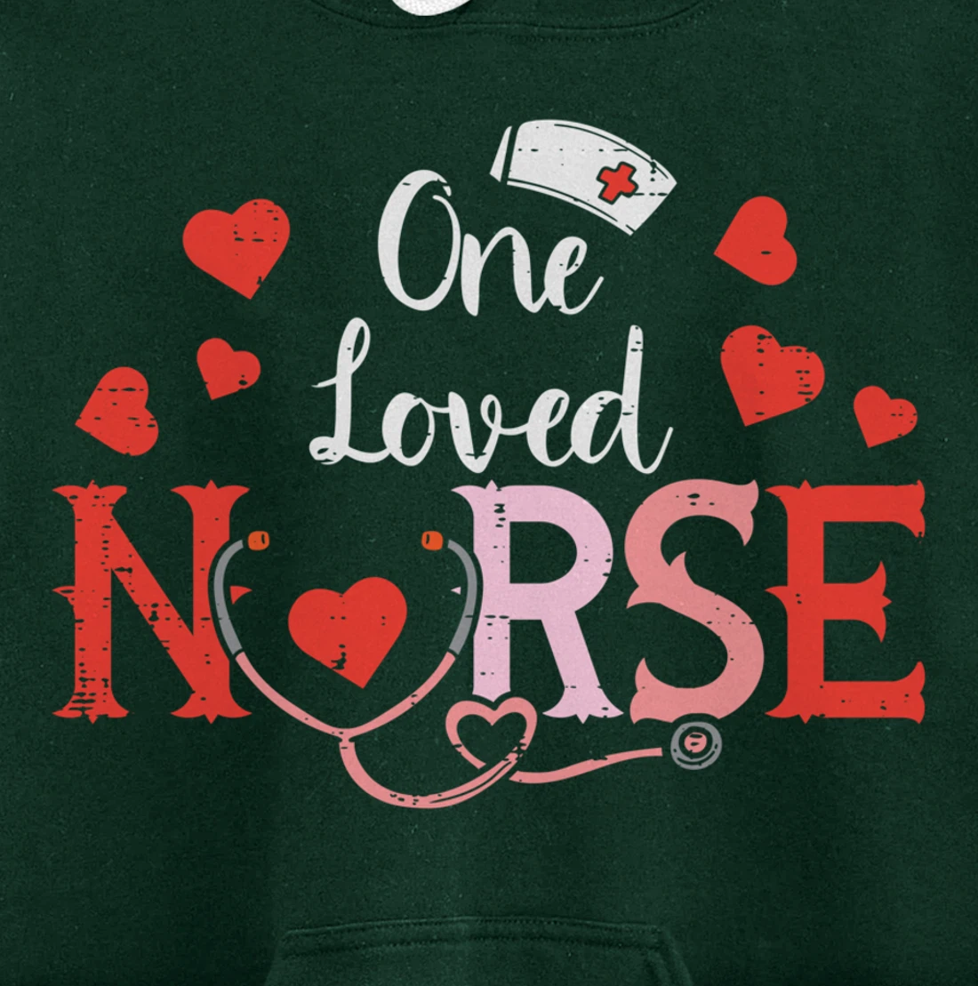 One Loveed Nurse Valentines Day Valentine ER ICU RN Women Pullover Hoodie
