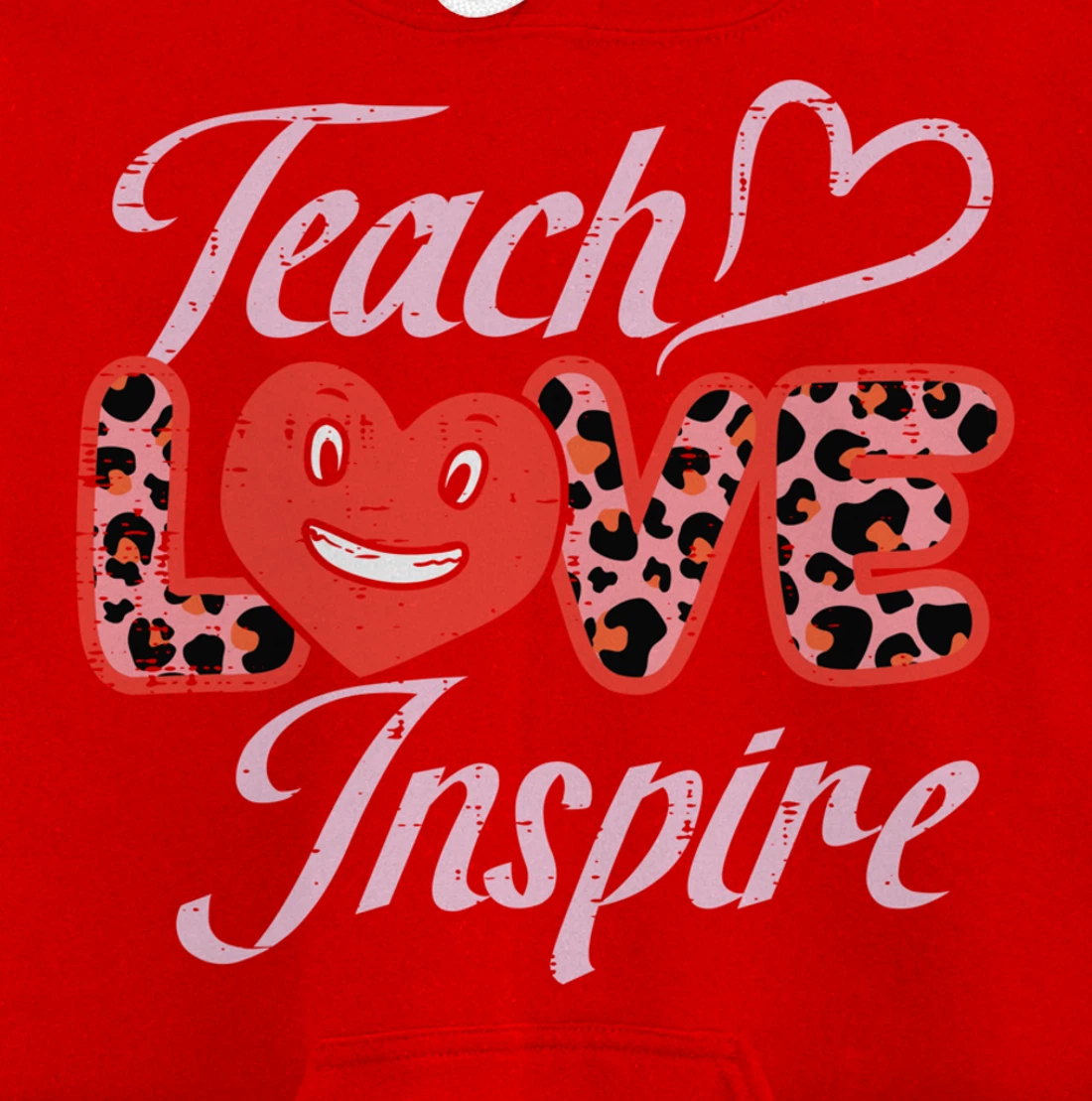 Teach Love Inspire Leopard Teacher Valentines Day Women Pullover Hoodie