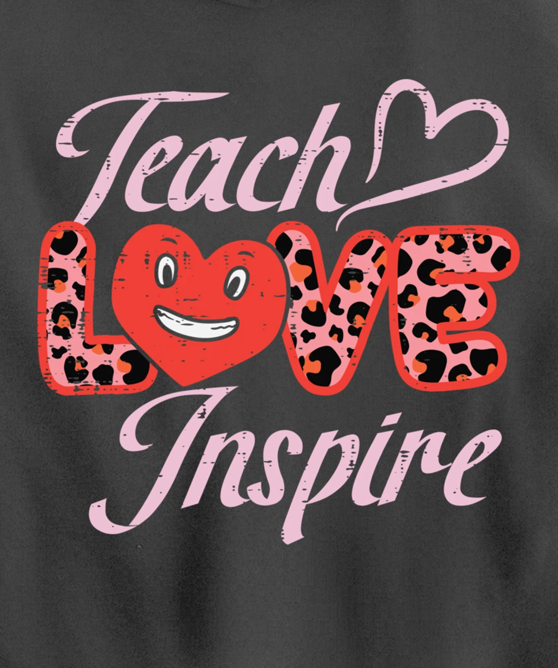 Teach Love Inspire Leopard Teacher Valentines Day Women Pullover Hoodie