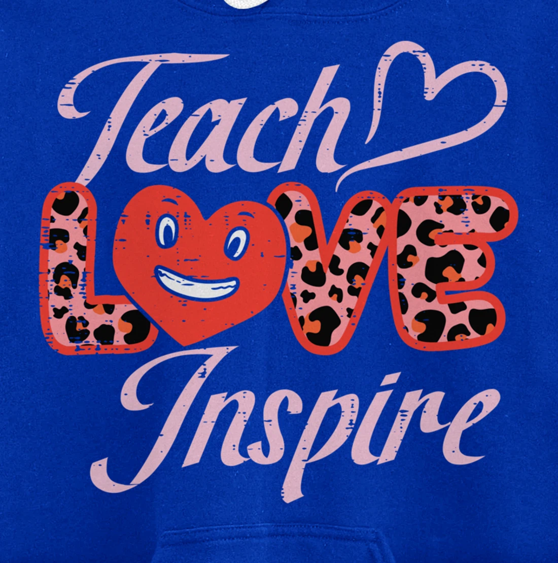 Teach Love Inspire Leopard Teacher Valentines Day Women Pullover Hoodie