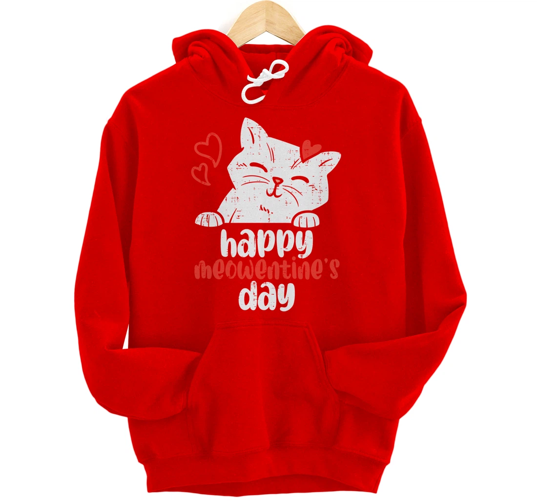Happy Meowentines Day Cute Valentines Day Cat Lover Women Pullover Hoodie