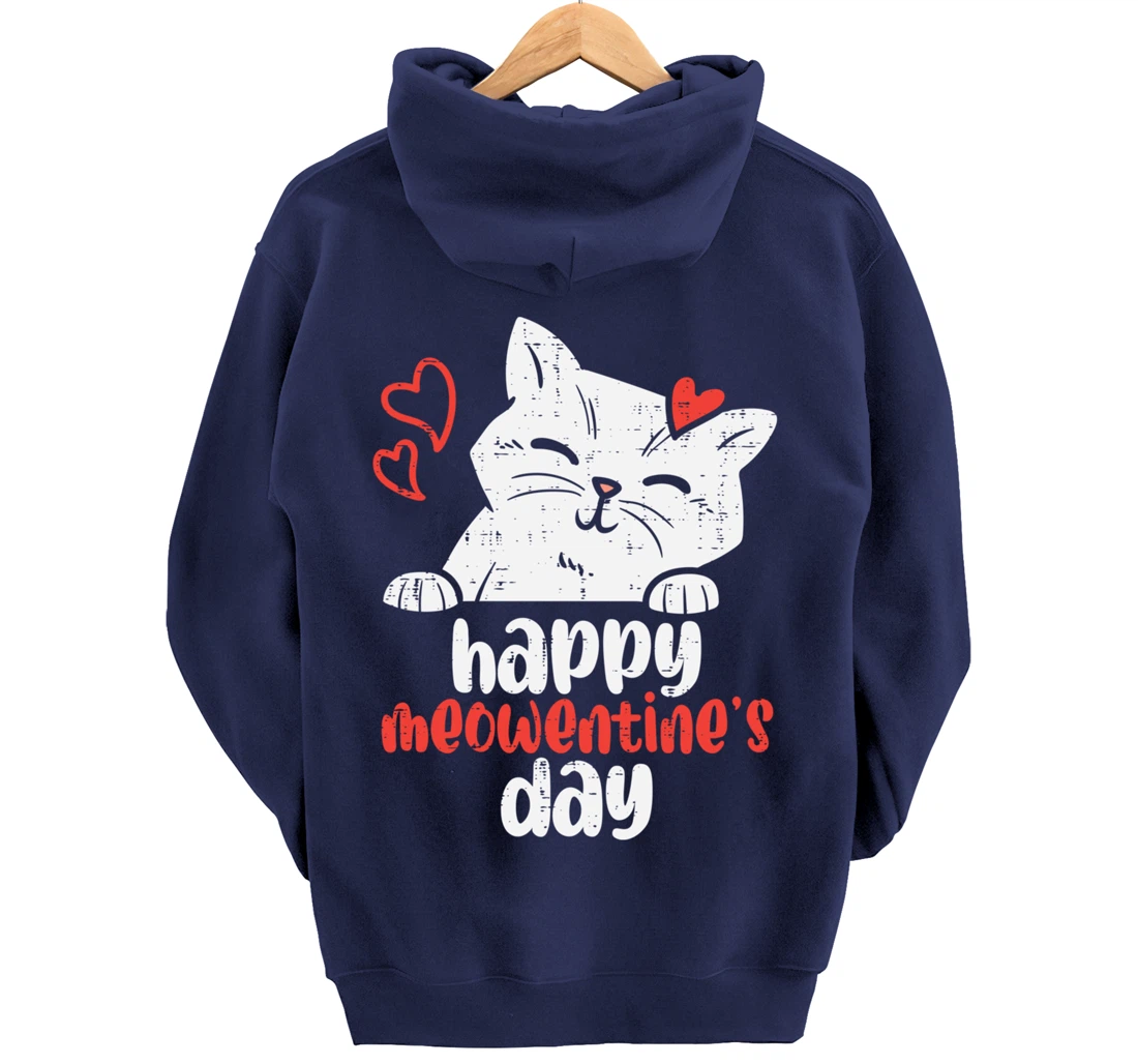 Happy Meowentines Day Cute Valentines Day Cat Lover Women Pullover Hoodie