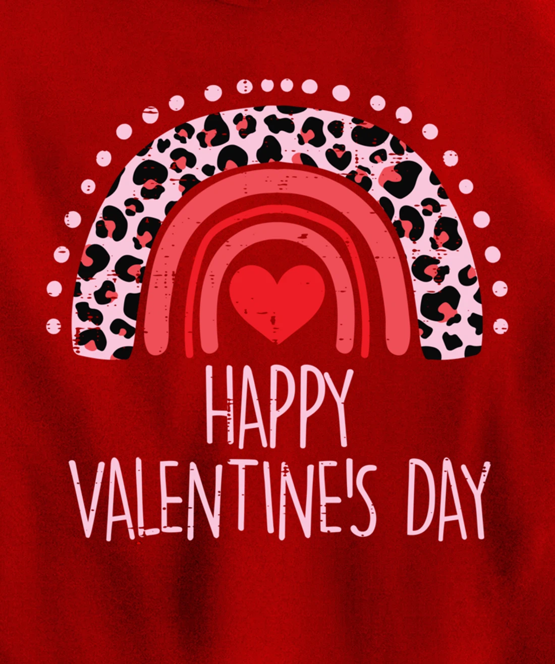 Happy Valentines Day Leopard Rainbow Red Women Valentine Pullover Hoodie