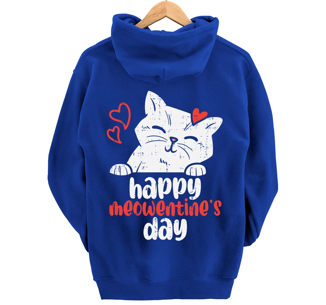 Happy Meowentines Day Cute Valentines Day Cat Lover Women Pullover Hoodie