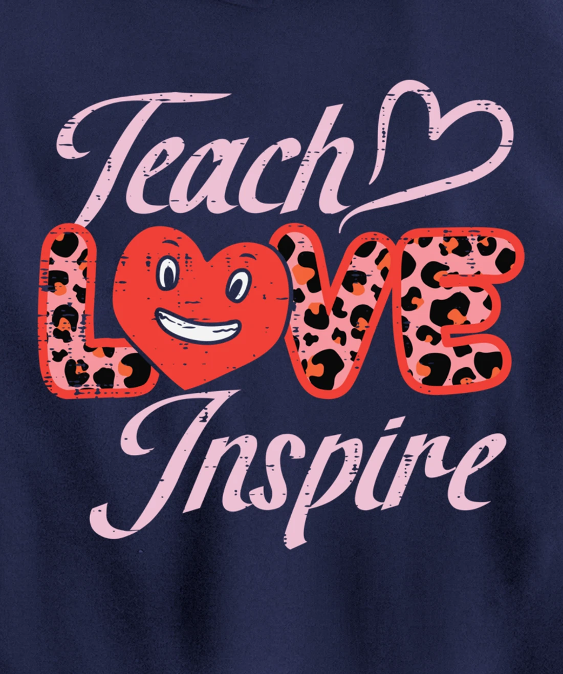 Teach Love Inspire Leopard Teacher Valentines Day Women Pullover Hoodie