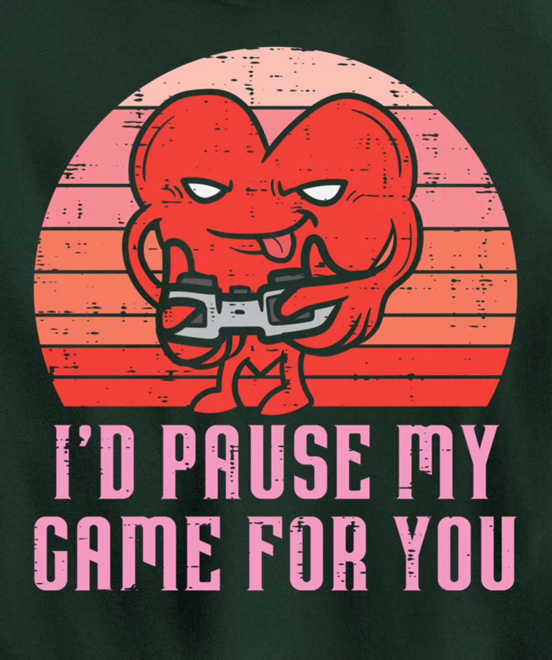 Id Pause My Game For You Gamer Heart Mens Valentines Day Boy Pullover Hoodie