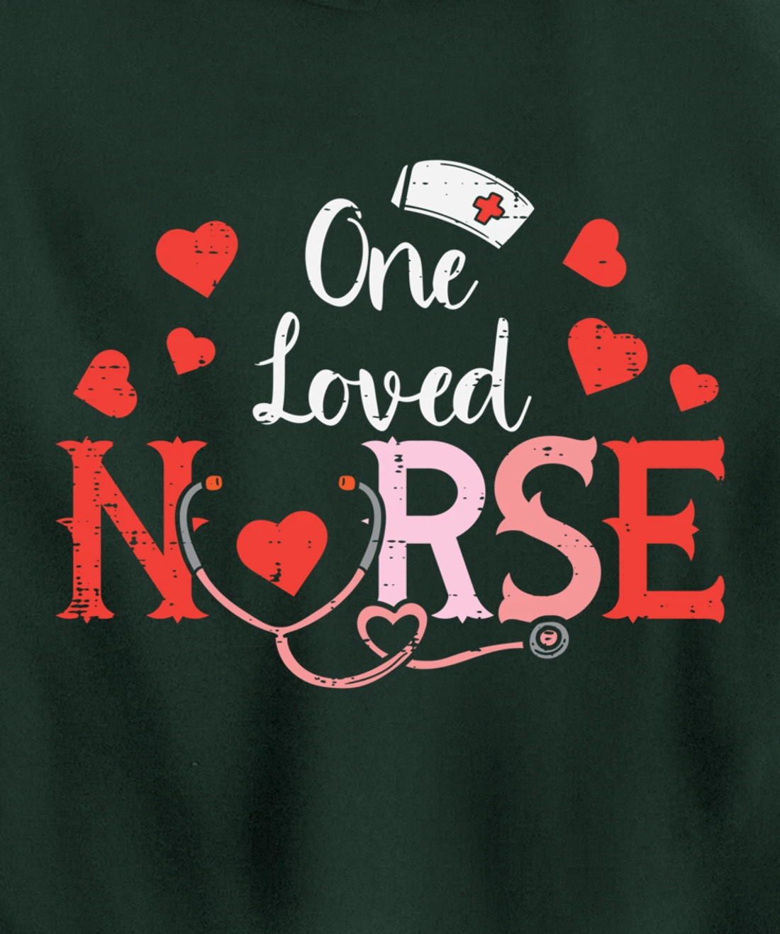 One Loveed Nurse Valentines Day Valentine ER ICU RN Women Pullover Hoodie