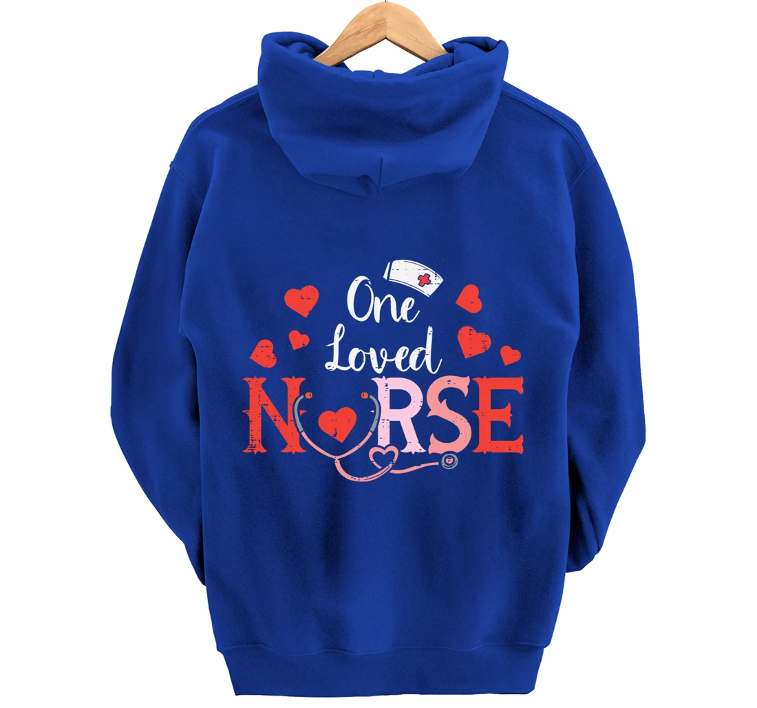 One Loveed Nurse Valentines Day Valentine ER ICU RN Women Pullover Hoodie
