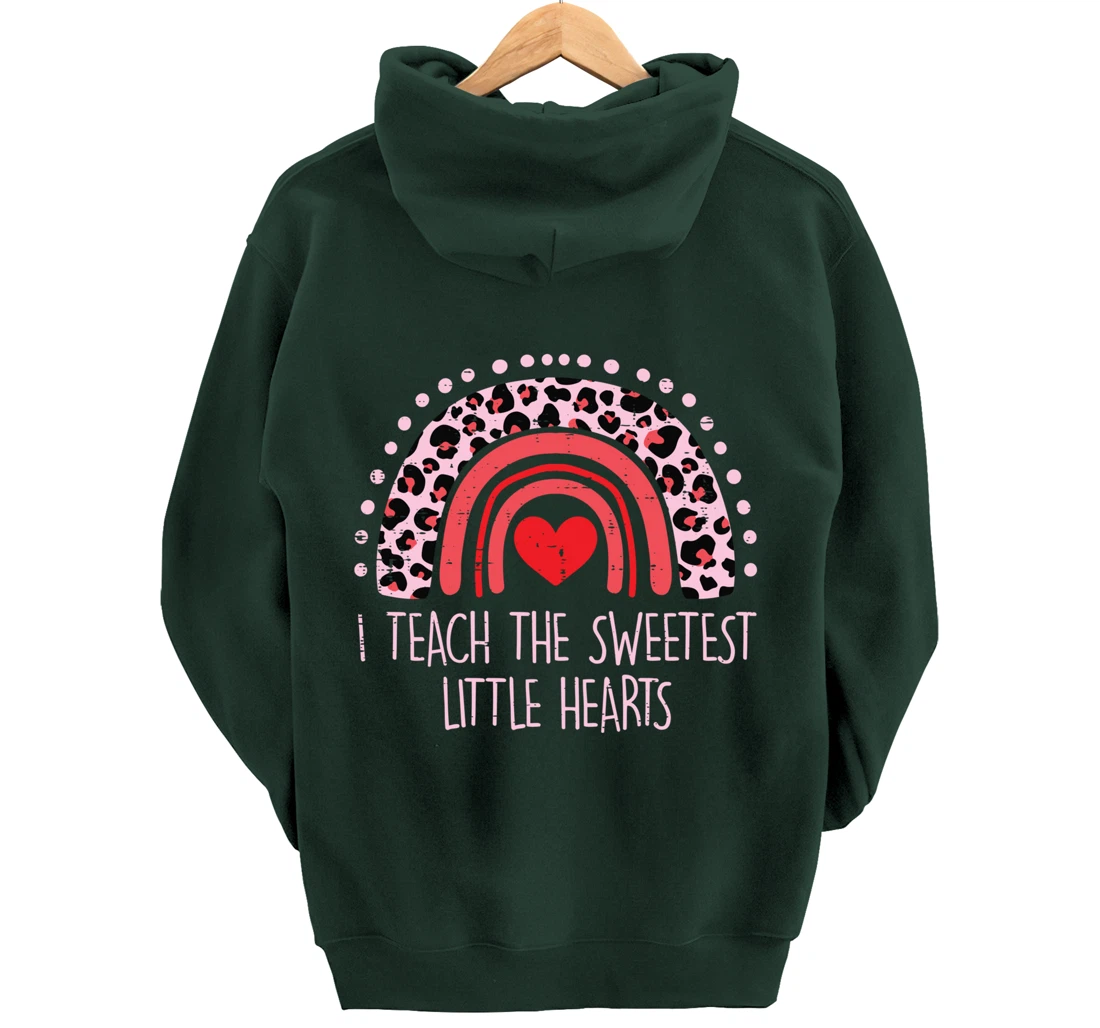 I Teach The Sweetest Hearts Rainbow Teacher Valentines Day Pullover Hoodie